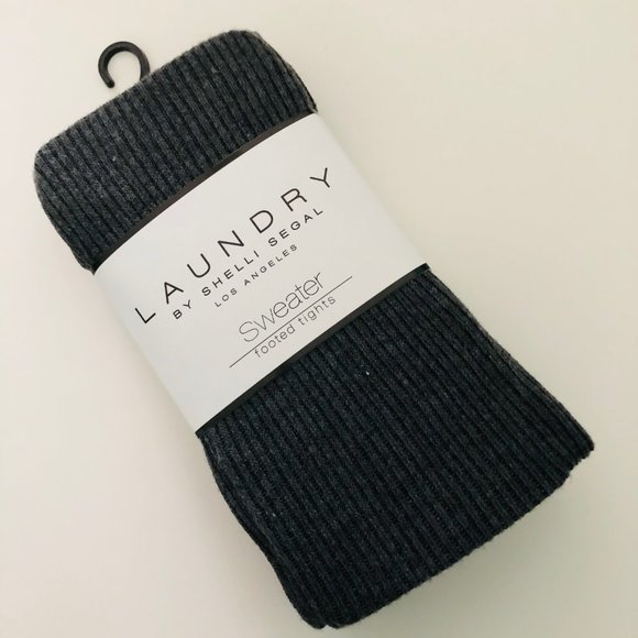 LAUNDRY Dark Gray NWT Sweater Footed Tights Size L - Picture 1 of 3